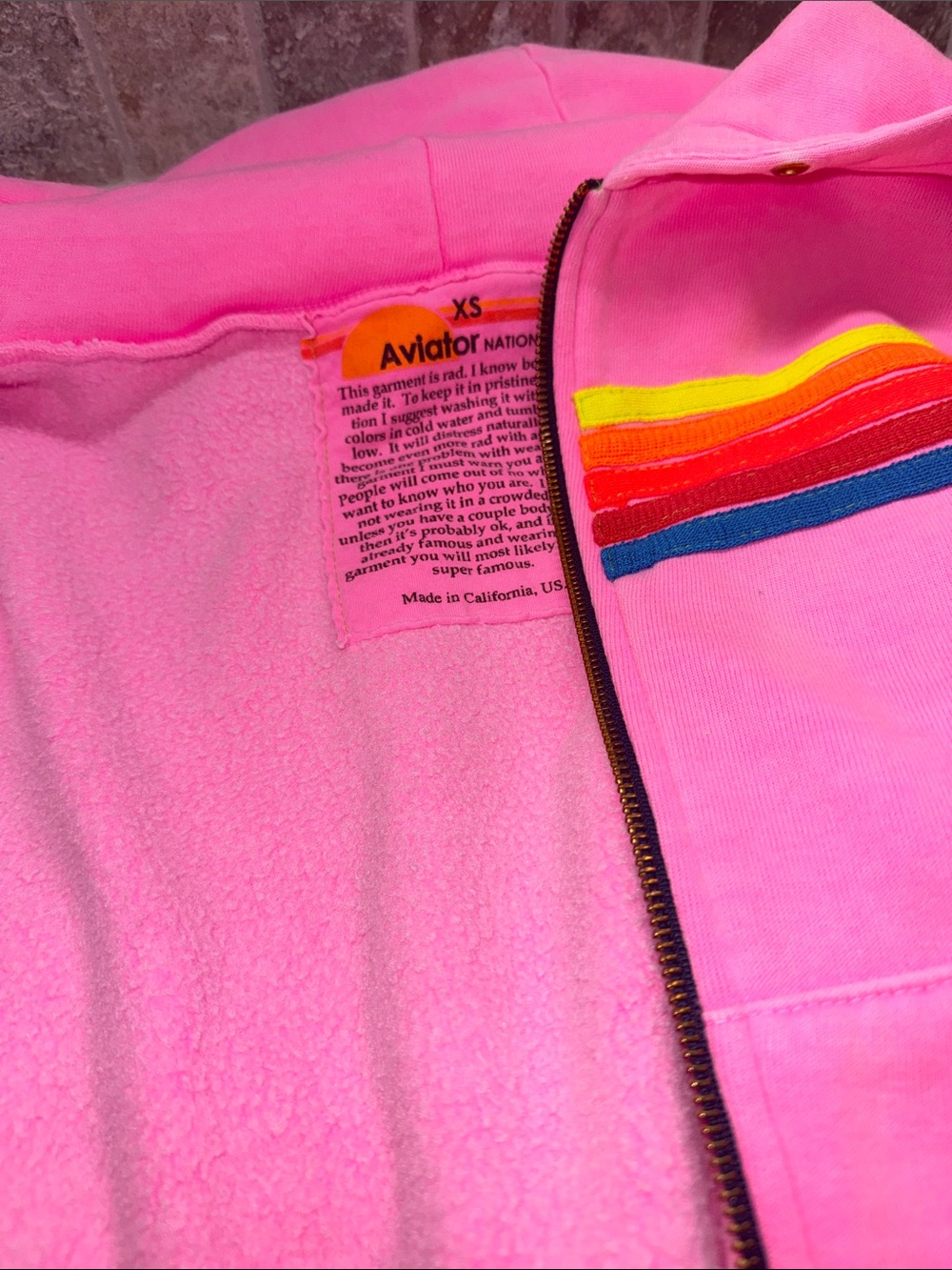 Aviator Nation Pink Rainbow Stripe Jogger Set size adult XS - Picture 2 of 3